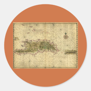 Adesivo Mapa histórico de Hispaniola - Joan Vinckeboons -