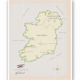 Adesivo Mapa Ilustrado da Irlanda