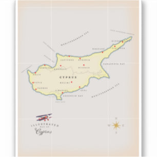 Adesivo Mapa ilustrado de Chipre.