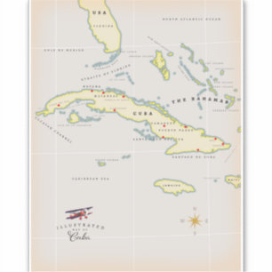Adesivo Mapa ilustrado de Cuba