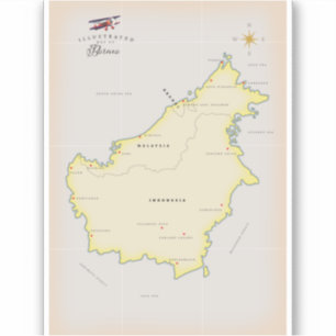 Adesivo Mapa ilustrado de Papua Nova Guiné