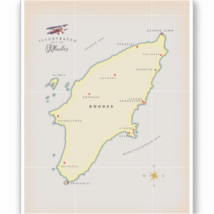 Adesivo Mapa ilustrado de Rhodes.