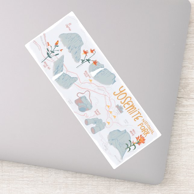 Adesivo Mapa Ilustrado do Parque Nacional Yosemite Califor (Detalhe)