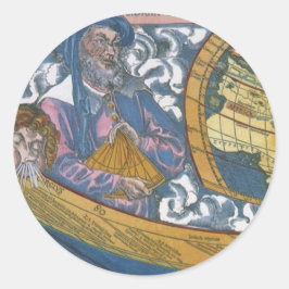 Adesivo Mapa Mundial Antigo com Claudius Ptolemy, 1507