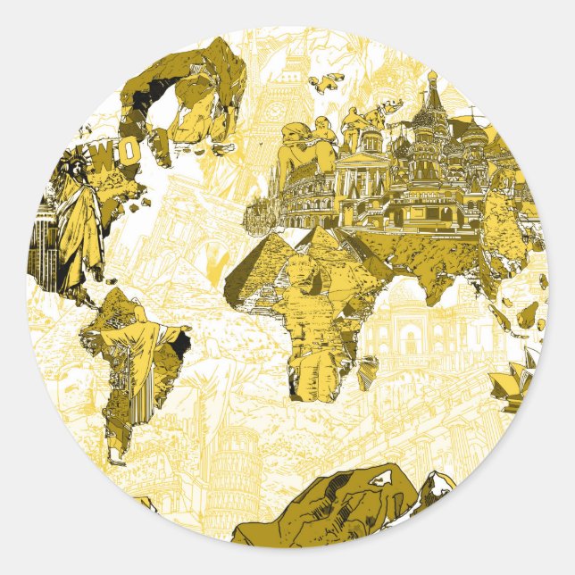 Adesivo mapa mundial de ouro (Frente)