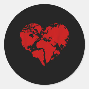 Adesivo Mapa Mundial do Coração Amante da Paz e da Bondade