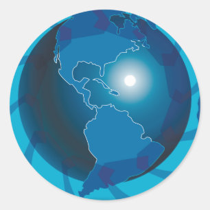 Adesivo Mapa Mundial do Globo Terrestre Azul Moderno
