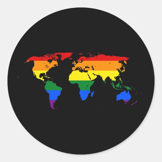 Adesivo Mapa mundial do orgulho do arco-íris LGBT (Frente)