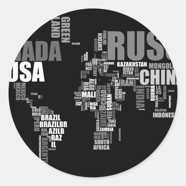 Adesivo Mapa Mundial em Palavras (Frente)