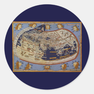 Adesivo Mapa Mundial Ptolemaico Antigo, Johannes de Arnshe