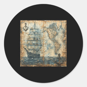 Adesivo Mapa Náutico Antigo Vintage Navio Pirata Iate Mar
