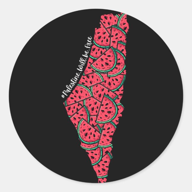 Adesivo Mapa Palestino cheio de Melancias | Palestina livr (Frente)