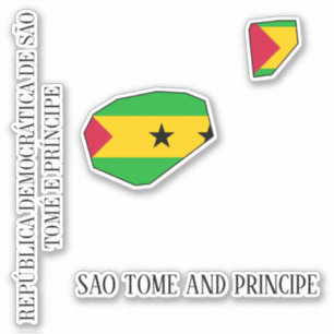 Adesivo Mapa Patriótico da Bandeira de São Tomé e Prín