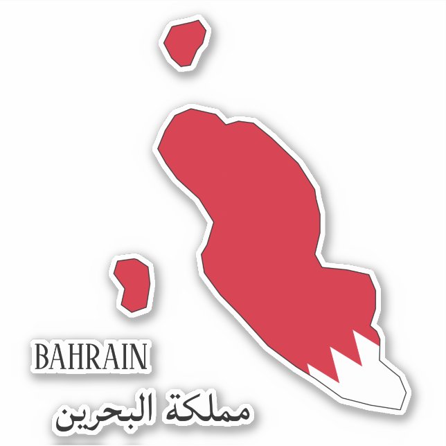Adesivo Mapa Patriótico da Bandeira do Bahrein (Frente)