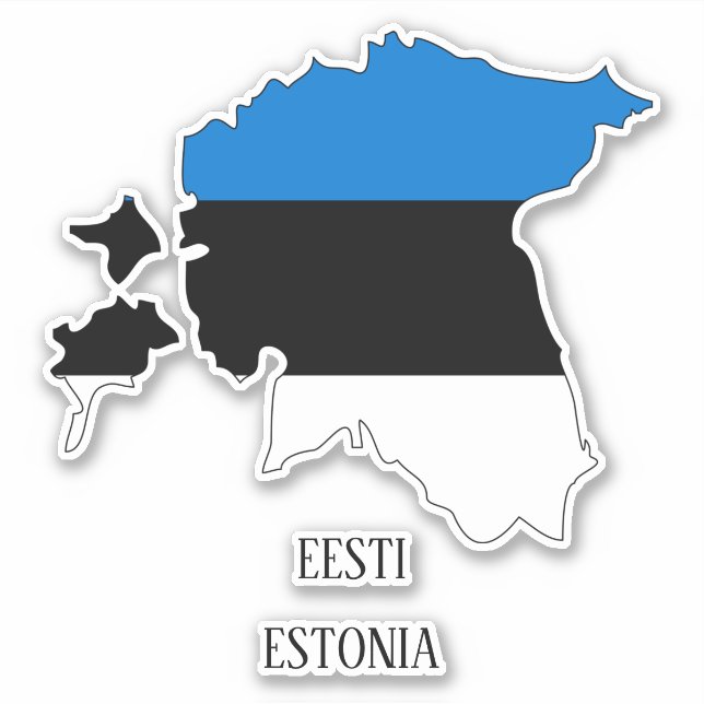 Adesivo Mapa Patriótico do Governo de Bandeira da Estônia (Frente)