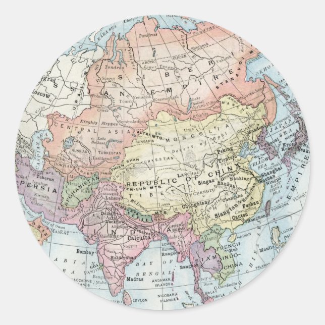 Adesivo Mapa político da Ásia (1916) (Frente)