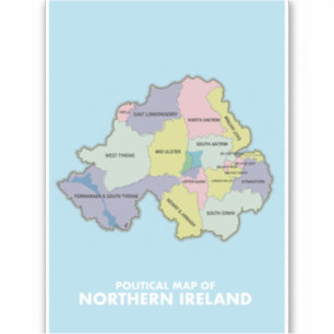 Adesivo Mapa Político da Irlanda do Norte.
