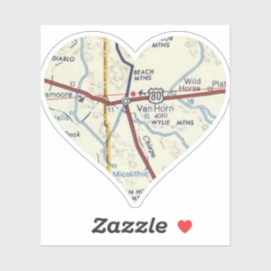 Adesivo Mapa Retroativo de Van Horn Texas