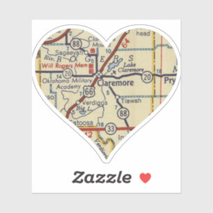 Adesivo Mapa Retroativo do Claremore OK