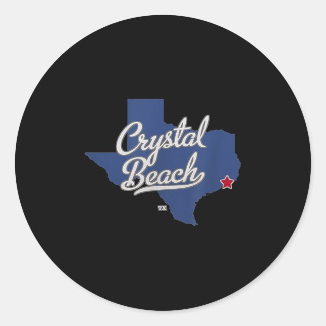 Adesivo Mapa Tx do Texas Crystal Beach (Frente)
