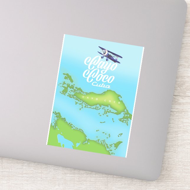 Adesivo Mapa vintage do Cayo Coco Cuba. (Detalhe)