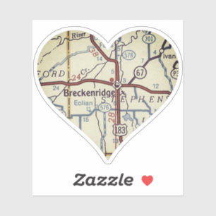 Adesivo Mapa Vintage do Texas Breckenridge