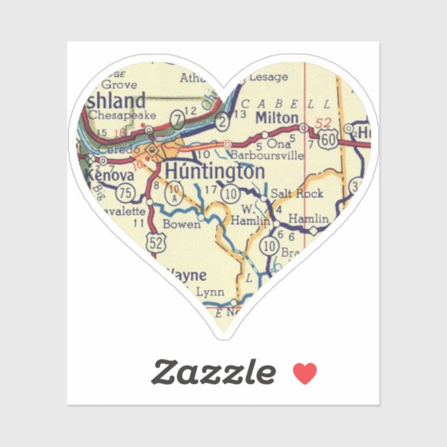 Adesivo Mapa Vintage Huntington WV (Folha)