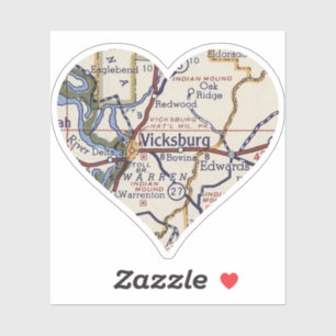 Adesivo Mapa Vintage MS Vicksburg