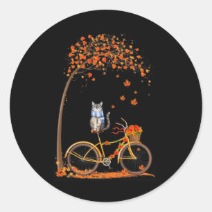 Adesivo Maple Cat Bike Leaf Fall Hello Outono