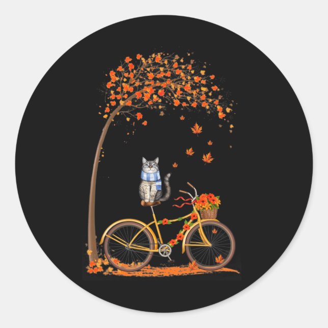 Adesivo Maple Cat Bike Leaf Fall Hello Outono (Frente)
