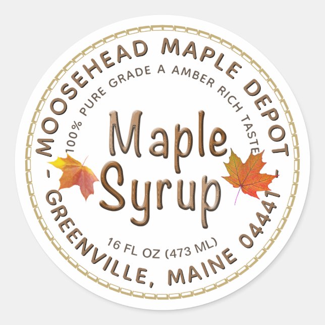 Adesivo Maple Syrup Label Autumn Mapaves Deixa com Borda (Frente)
