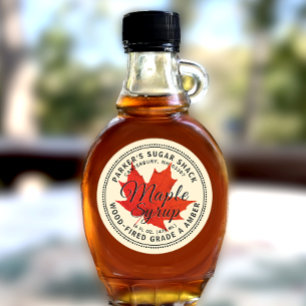 Adesivo Maple Syrup Label Autumn Maple Leaf