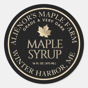 Adesivo Maple Syrup Label Black com Folha de Mapeamento Do