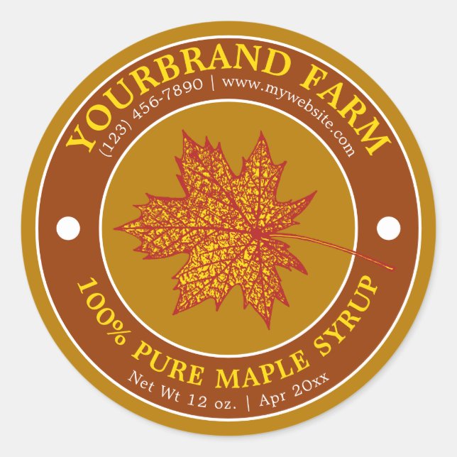 Adesivo Maple Syrup Leaf Label Modelo (Frente)