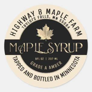 ADESIVO MAPLE SYRUP STATE NAME LABEL IVORY & BLACLE