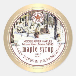 Adesivo Maple Syrup Tapped Trees Maple Borda Dourada Folha
