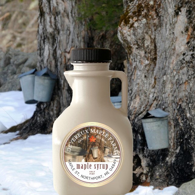 Adesivo Maple Syrup Tapped Trees Maple Borda Dourada Folha (Criador carregado)