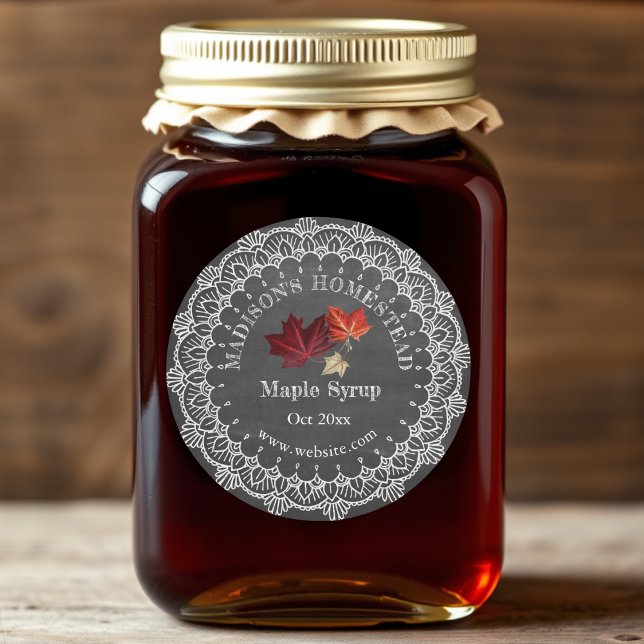 Adesivo Maple Syrup | Vinheta redonda clássica russa do pa (Criador carregado)