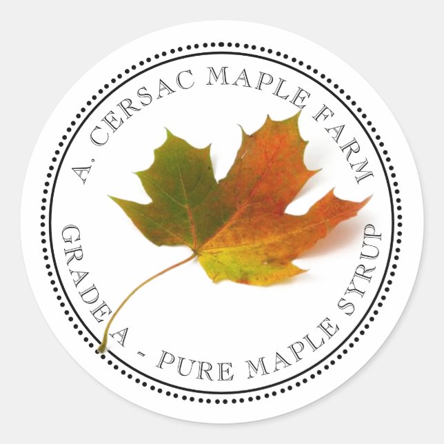 Adesivo Maple Xarope Maple Leaf Simplificável Rótulo Editá (Frente)