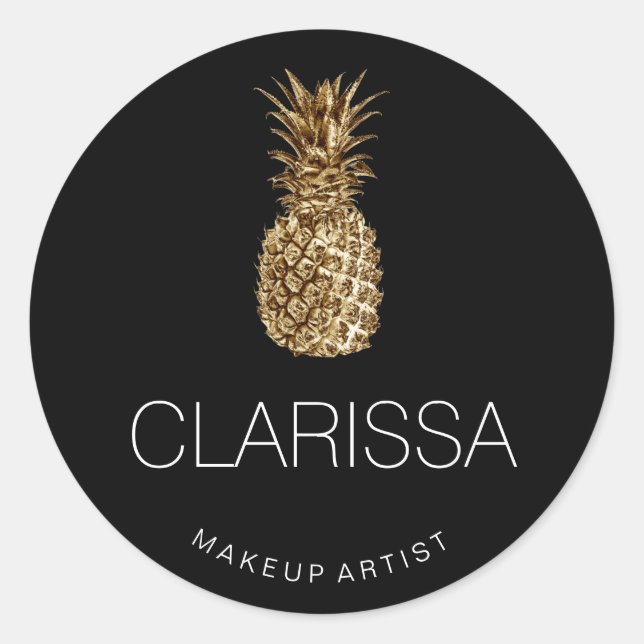 Adesivo Maquete preto de abacaxi-de-ouro moderno e elegant (Frente)