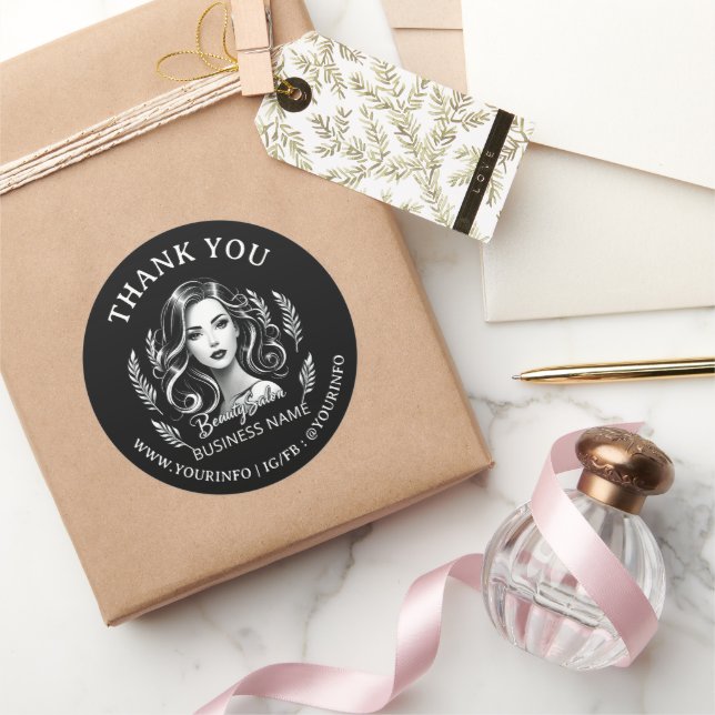 Adesivo Maquiador Cabelereiro Preto Branco Obrigado (Presentear)