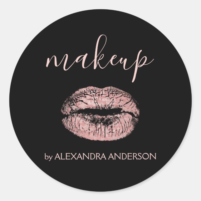 Adesivo Maquiagem do Glitter Dourado rosa e do Batom Spark (Frente)