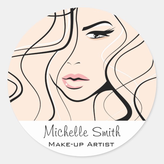 Adesivo Maquiagem Feminina Elegante de Pastel Minimalista (Frente)