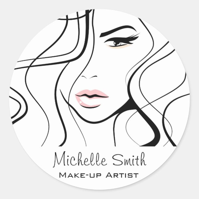 Adesivo Maquiagem Feminina Elegante Negra e Branca Minimal (Frente)