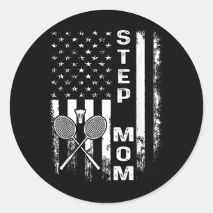 Adesivo Máquina de Badminton Mãe Americana Bandeira Vintag
