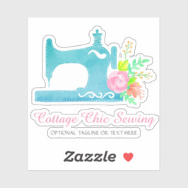 Adesivo Máquina de Costura Shabby Cottage Chic Logotipo Fl