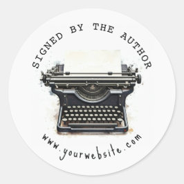 Adesivo Máquina de escrever vintage preta assinada pelo au