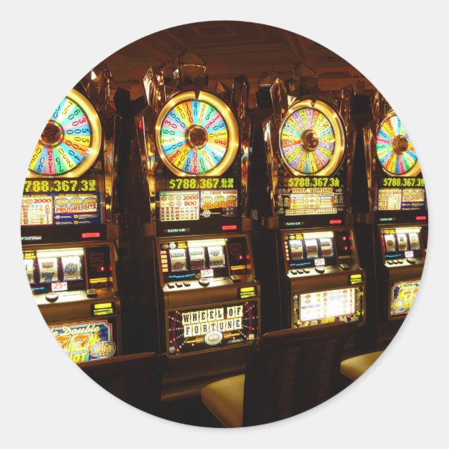 Adesivo Máquina de jogo Um Bandido Armado Dinheiro Las Veg (Frente)