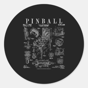 Adesivo Máquina de Jogos Pinll Arcade Gamer Vintage Patent