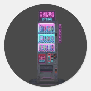 Adesivo Máquina de Venda Japonesa Cyberpunk Pixel Art
